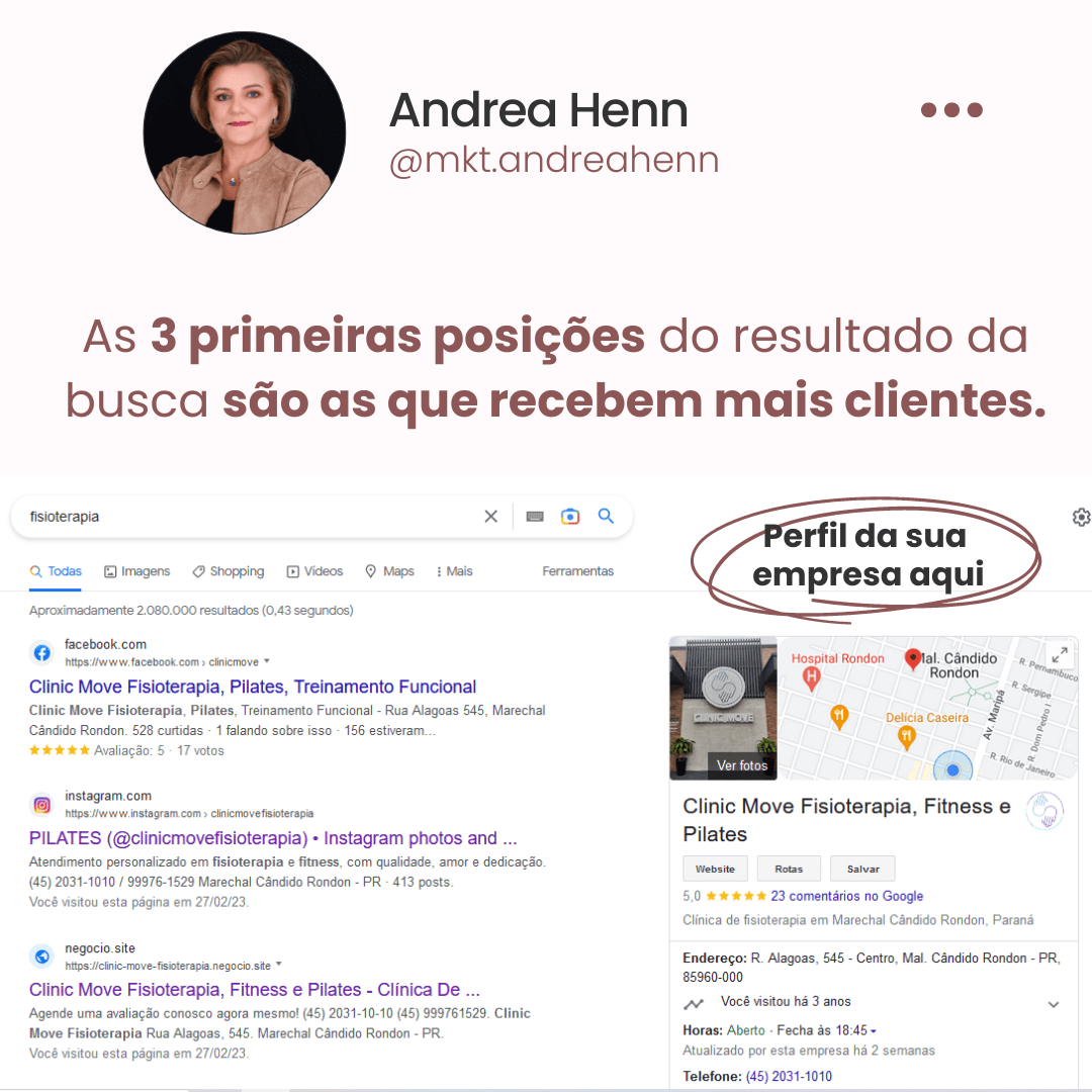 3 primeiras posições perfil da empresa